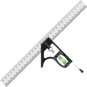 12" Metric Combination Square Ruler for Electricians and Carpenters 45-90 Degree Marking Bubble Level Square Tool Woodworking Combo Square (300mm)