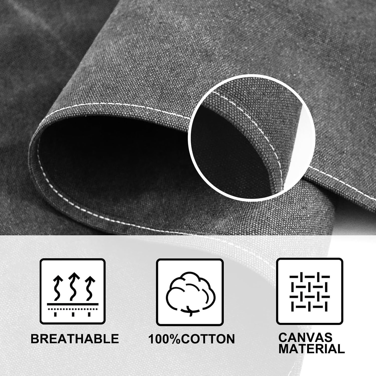 Chef Apron for Men Women Canvas Aprons with 3 Pockets Cross Back Resistant Work Apron for Cooking - Image 4