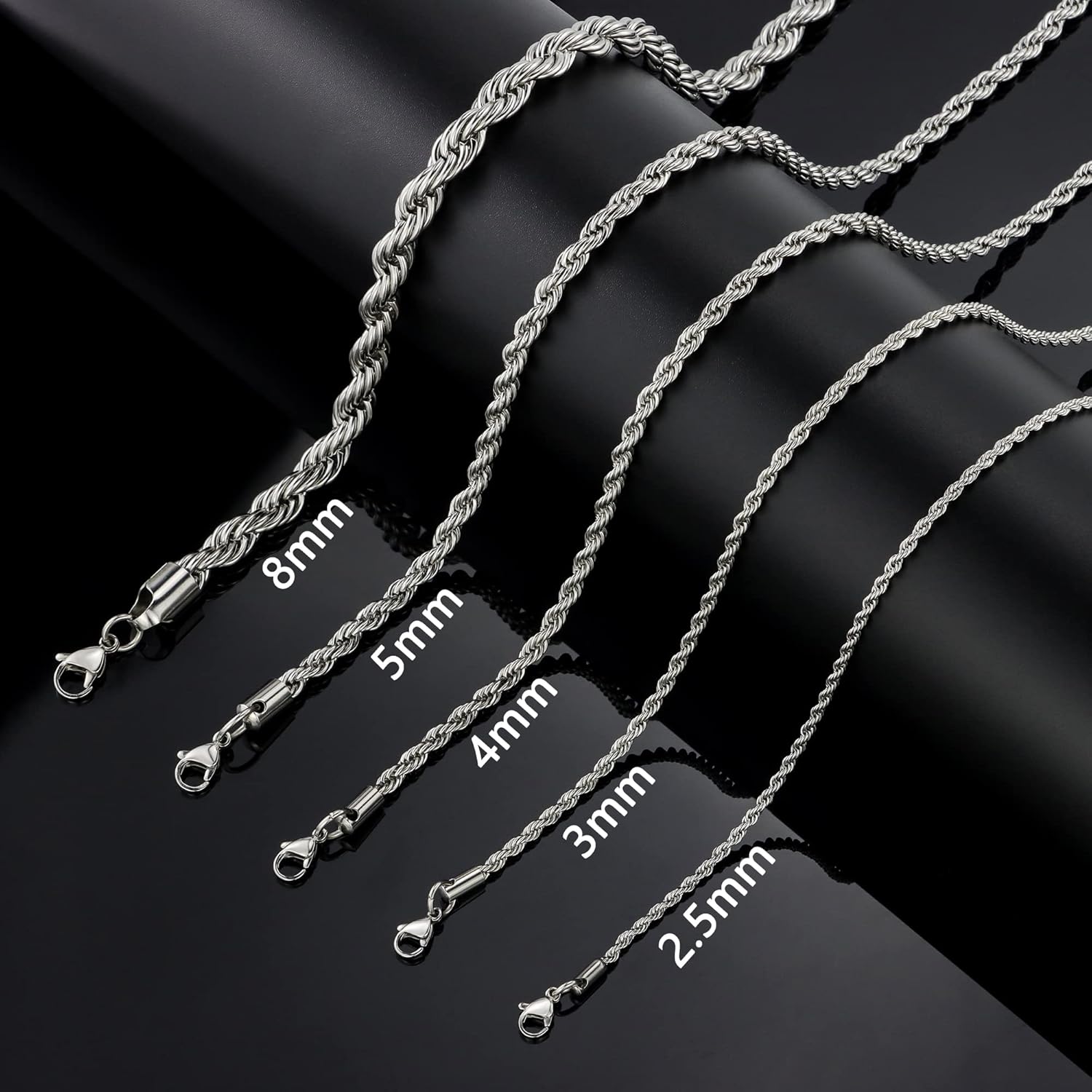 Twist Chain Necklace - Stainless Steel Rope Jewelry for Men & Women - Image 4