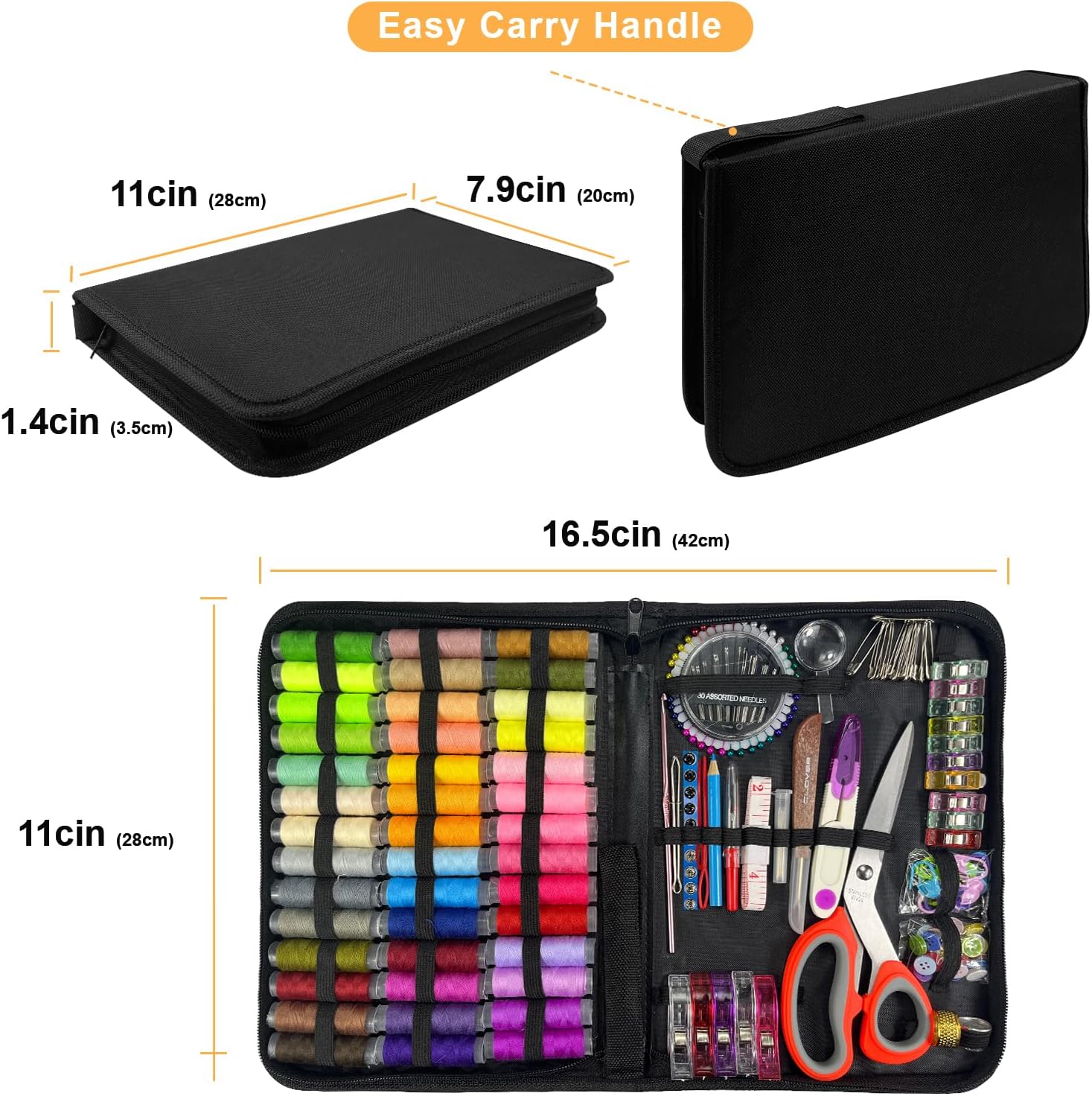 HYHJMISTY Sewing Kit for Adults, 50 Color Sewing Thread Kit, 295PCS Sewing Accessories with Ergonomic Scissors, Portable Professional Mending Essentials for Travel, Home, Beginners - Image 8