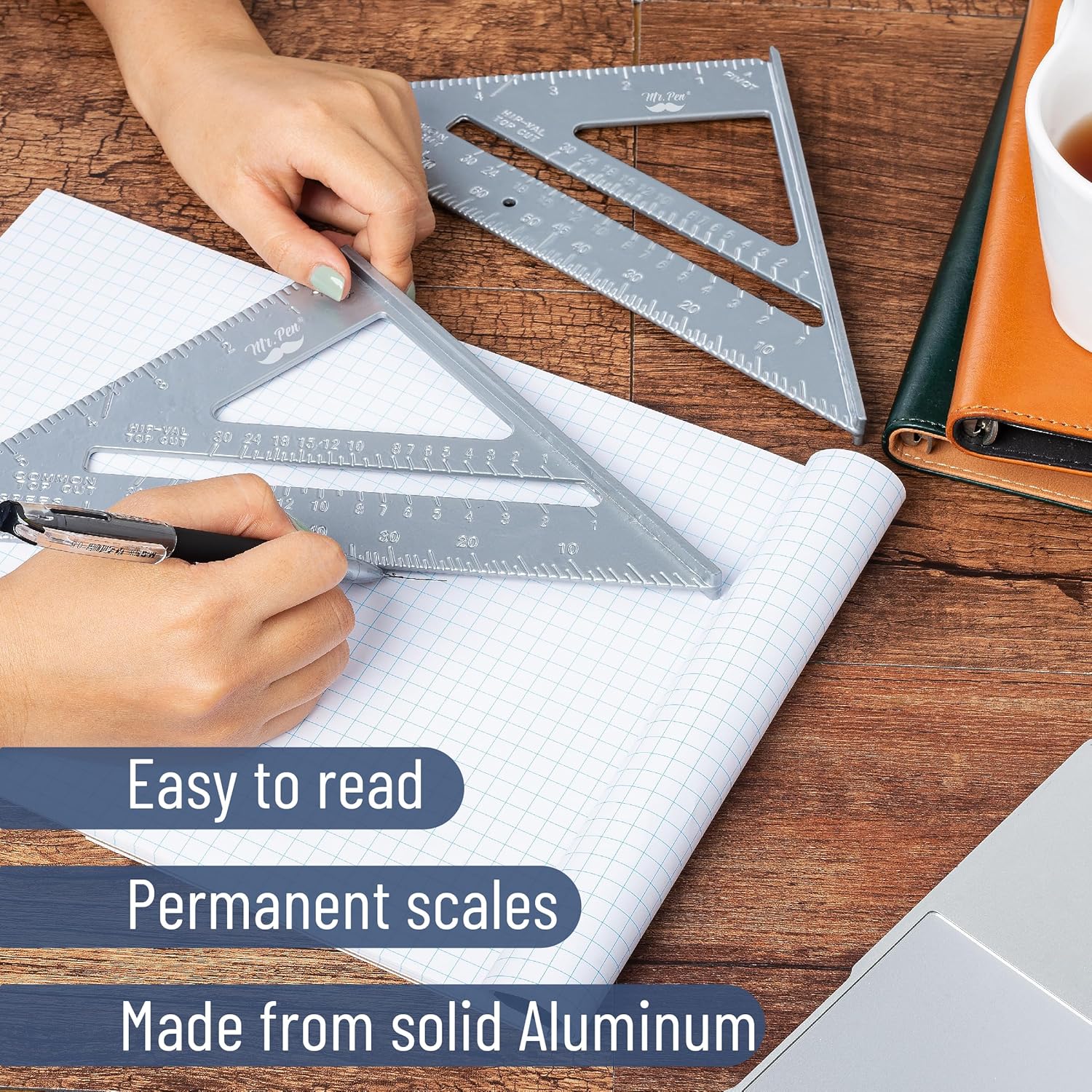 Mr. Pen Metal 7 Inches Rafter Square, Carpenter Square, 2 Pack - Image 3